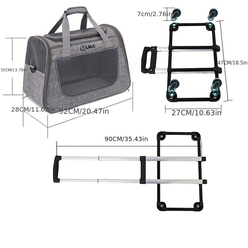 Pet Rolling Carrier with Detachable Wheels-2