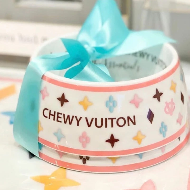 Chewy Vuiton Dog Bowl Doggy Haute Couture