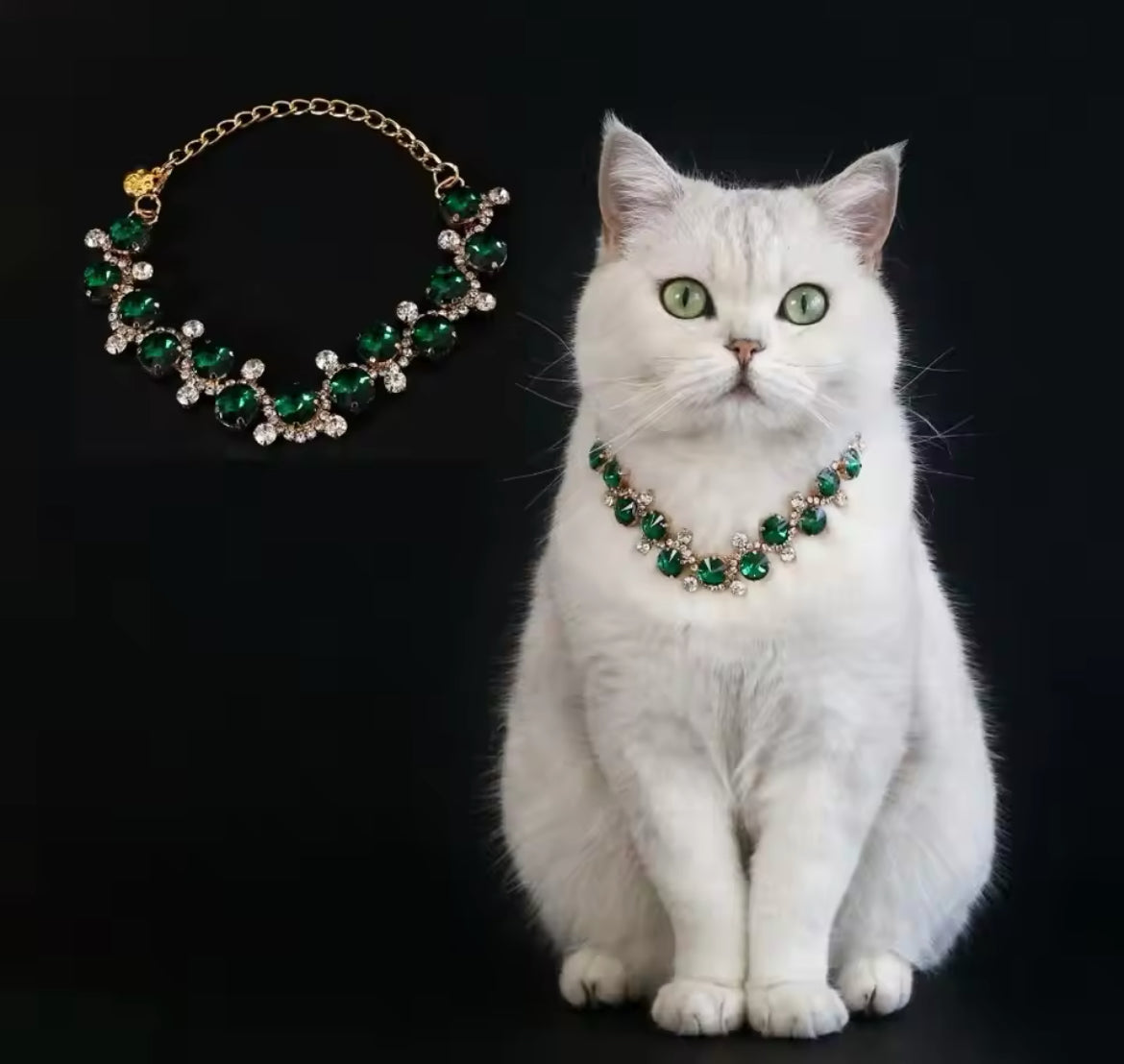 Faux Emerald Pet Necklace Doggy Haute Couture