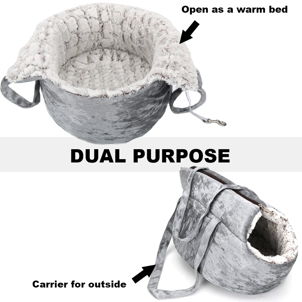 Dual Use Pet Carrier and Bed Handbag