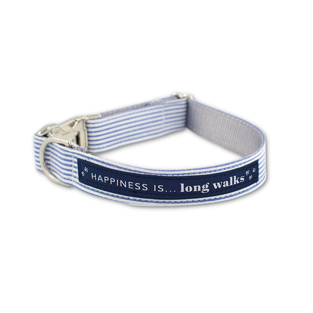 Dog Long Walks Striped Blue Collar-0