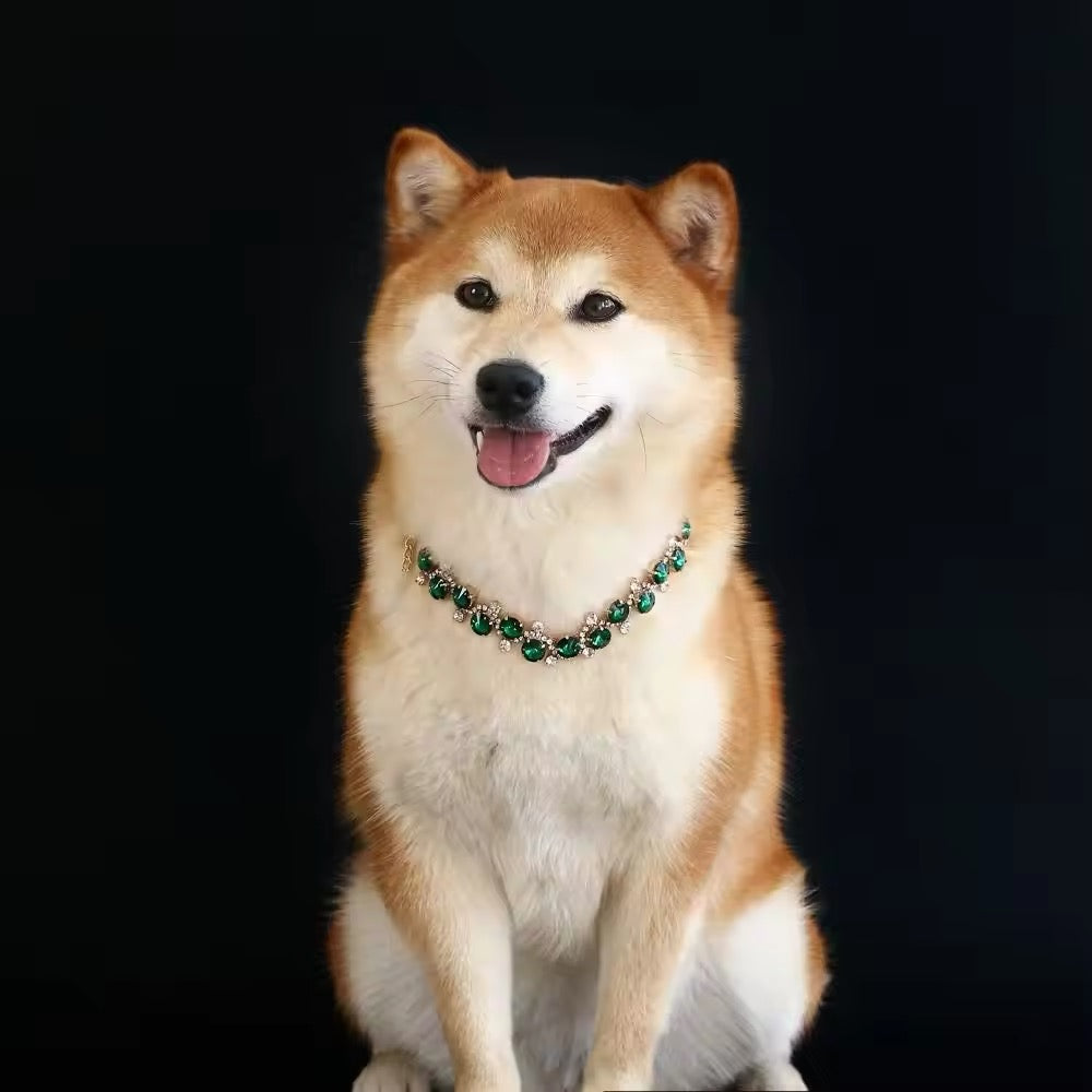 Faux Emerald Pet Necklace Doggy Haute Couture