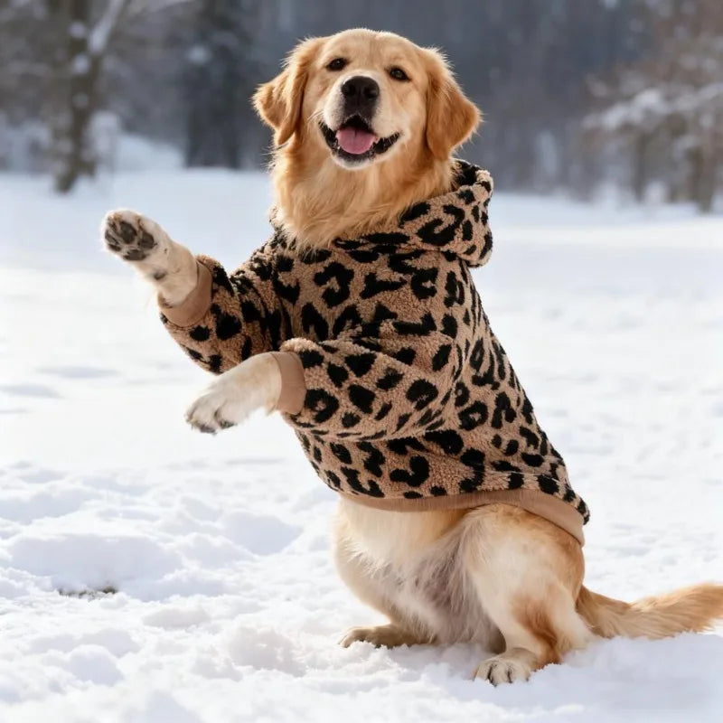 Leopard Print Fleece Dog Hoodie Raining Cats and Dogs