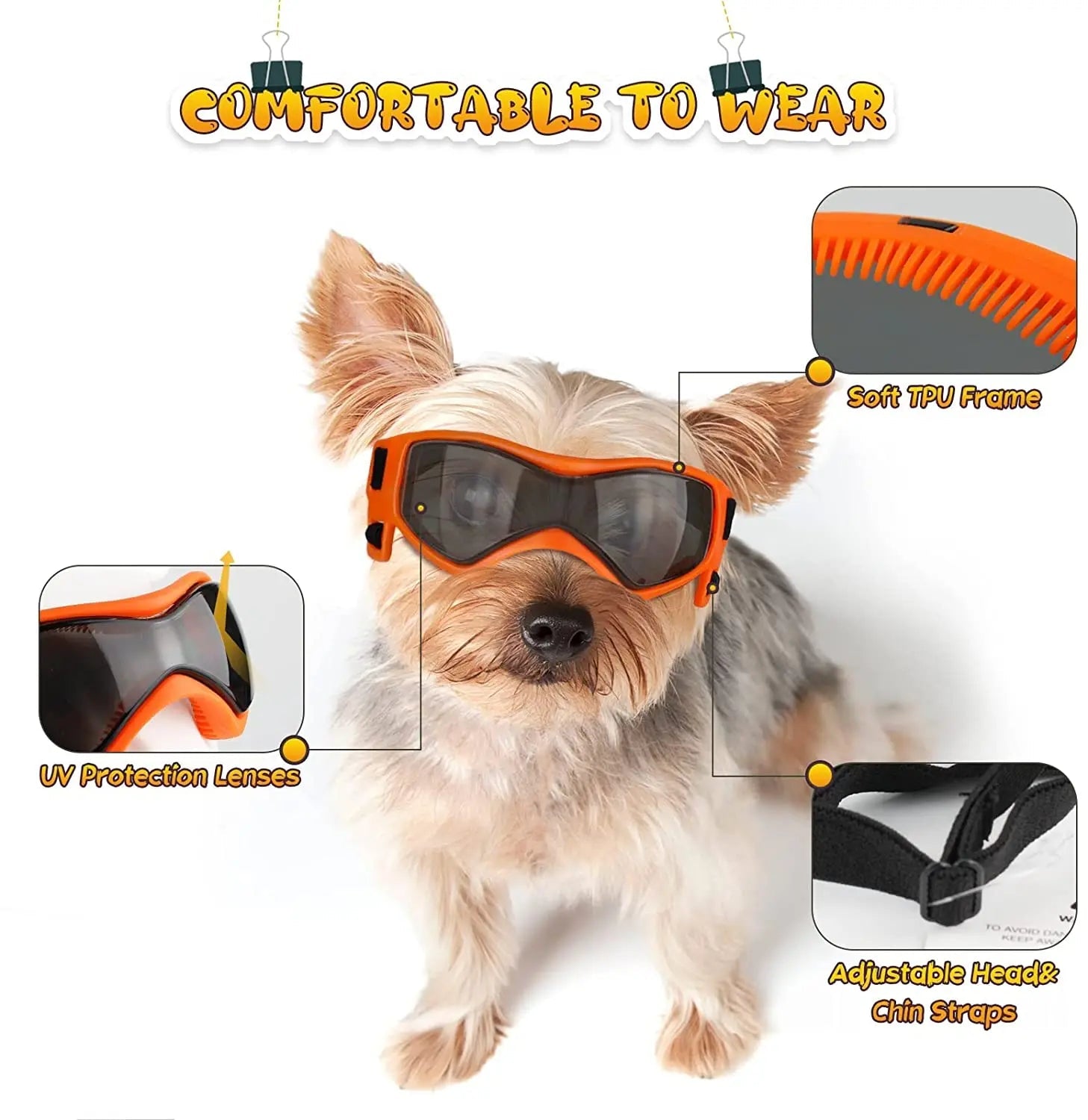 Protective Goggles for Small or Medium Breeds Raining Cats and Dogs