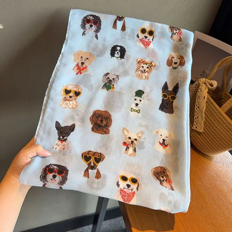 Dog Print Lightweight Scarf