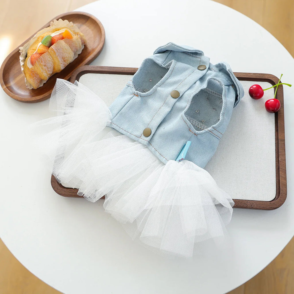 "Bride" Denim Dog Dress With Tutu