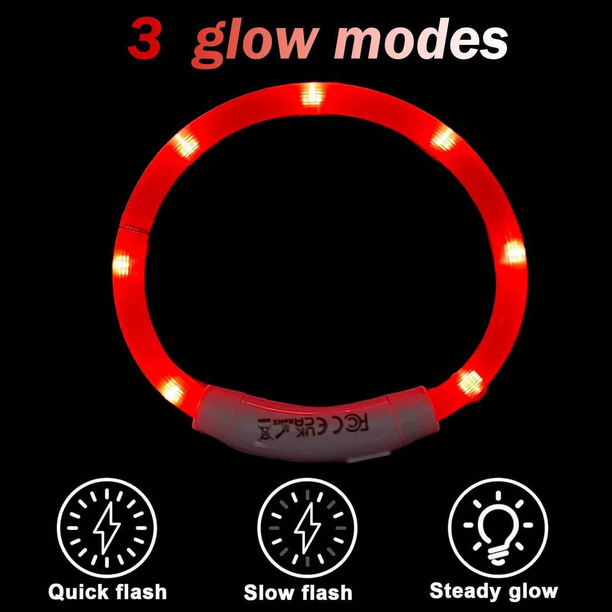 USB Rechargeable Light Up Dog Collar with LED