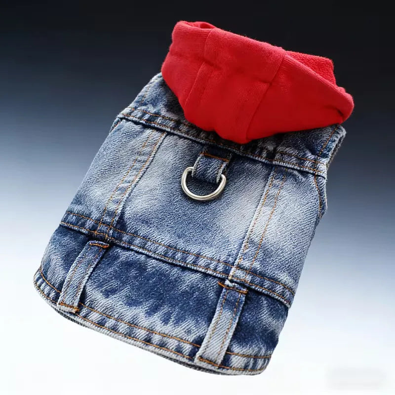 Denim Hoodie Vest for Small Pets