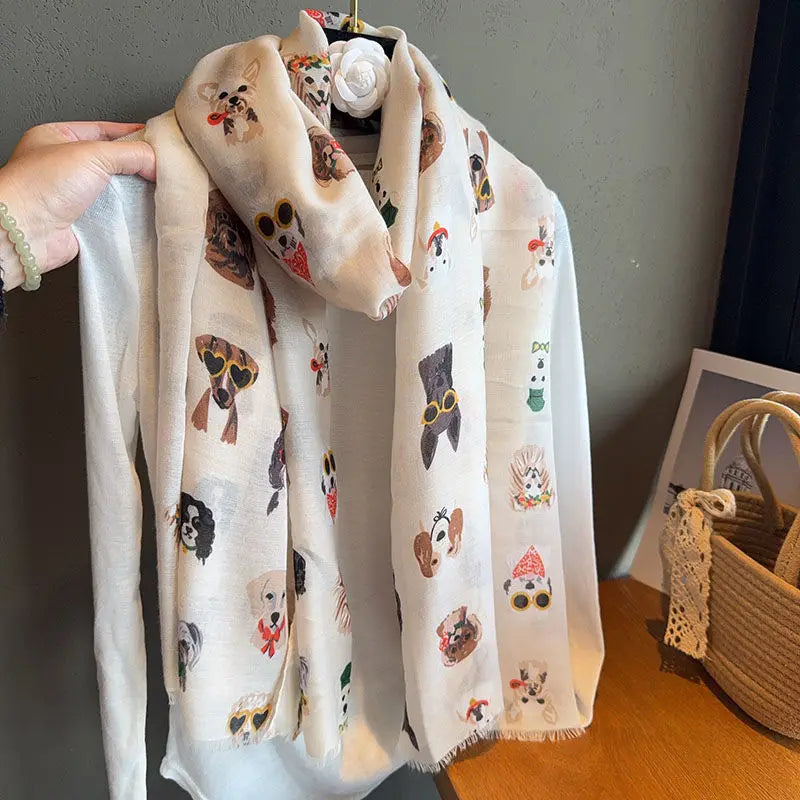 Dog Print Lightweight Scarf
