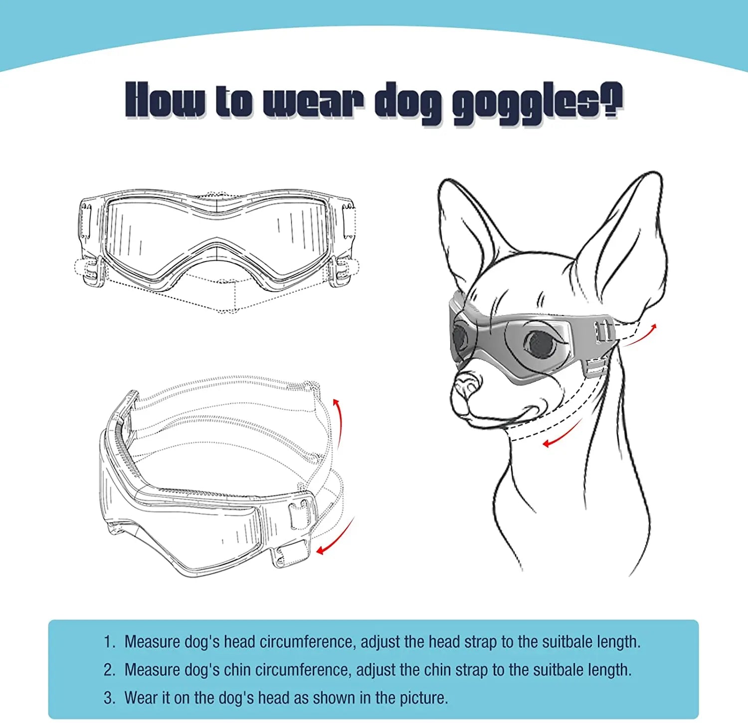 Protective Goggles for Small or Medium Breeds Raining Cats and Dogs