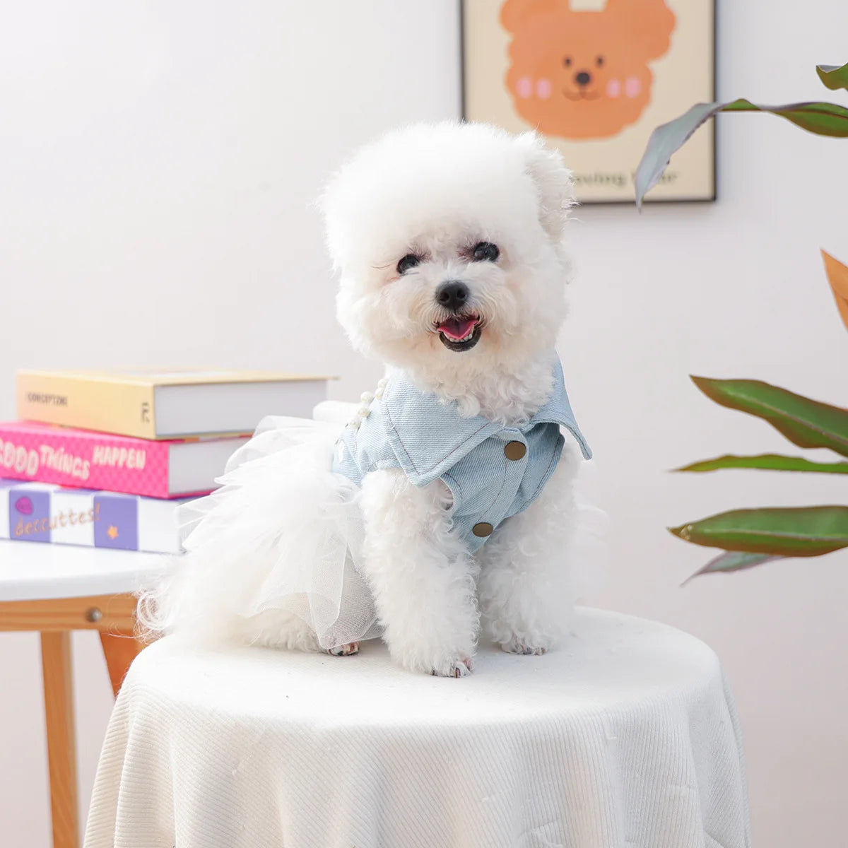 "Bride" Denim Dog Dress With Tutu