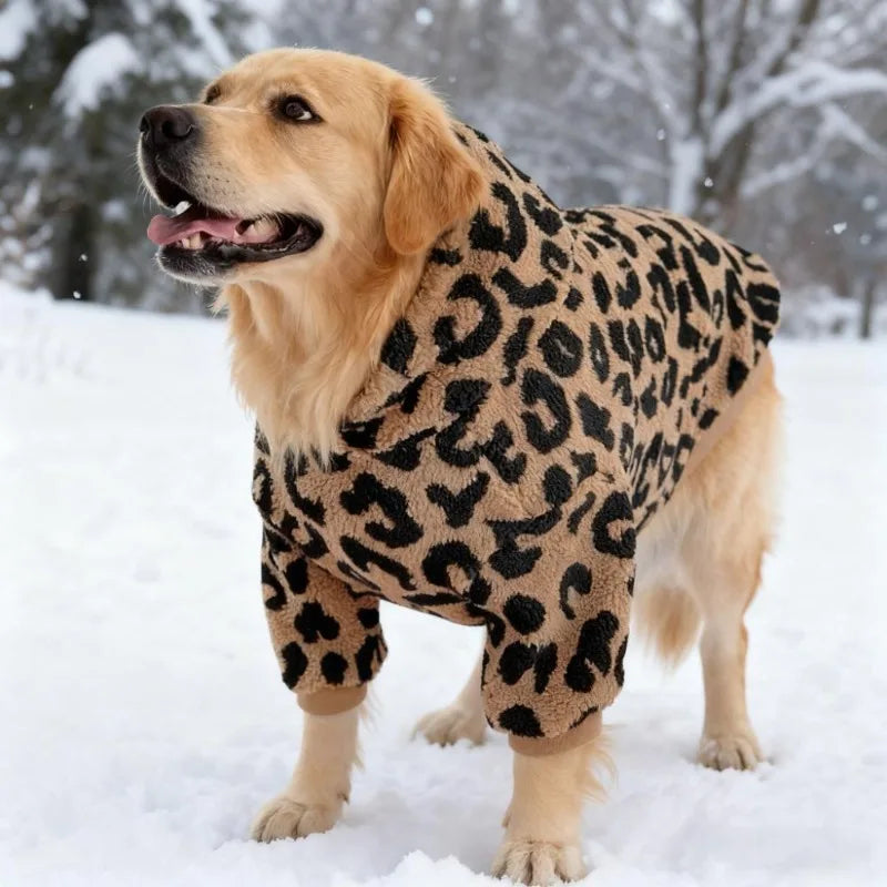 Leopard Print Fleece Dog Hoodie Raining Cats and Dogs