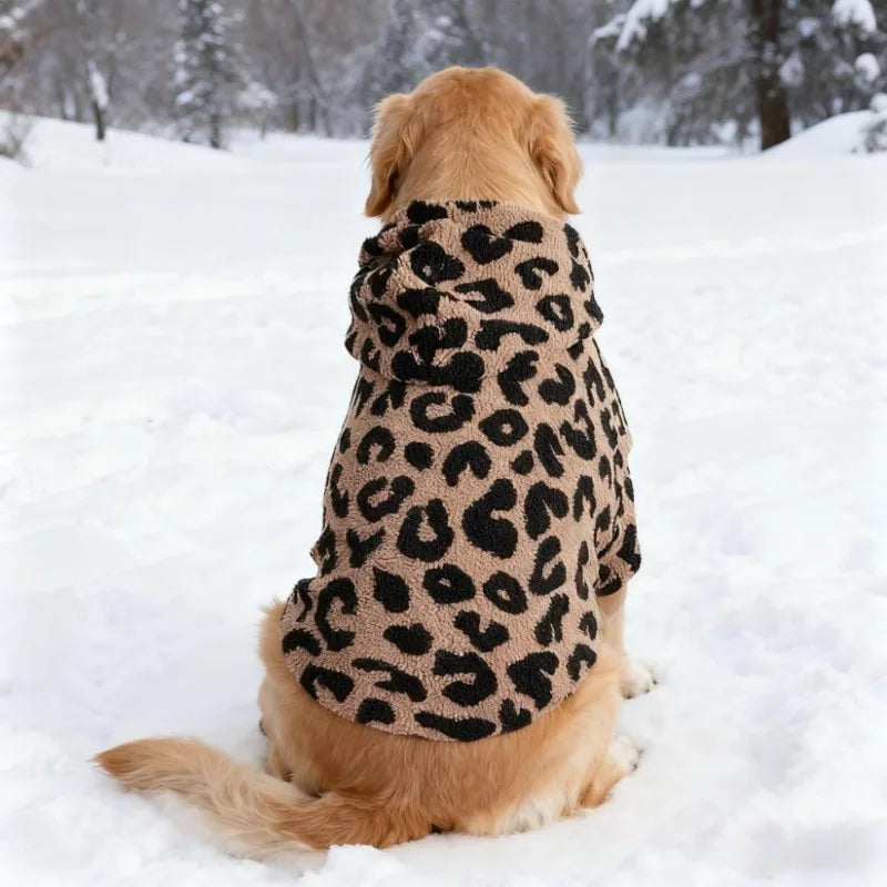 Leopard Print Fleece Dog Hoodie Raining Cats and Dogs