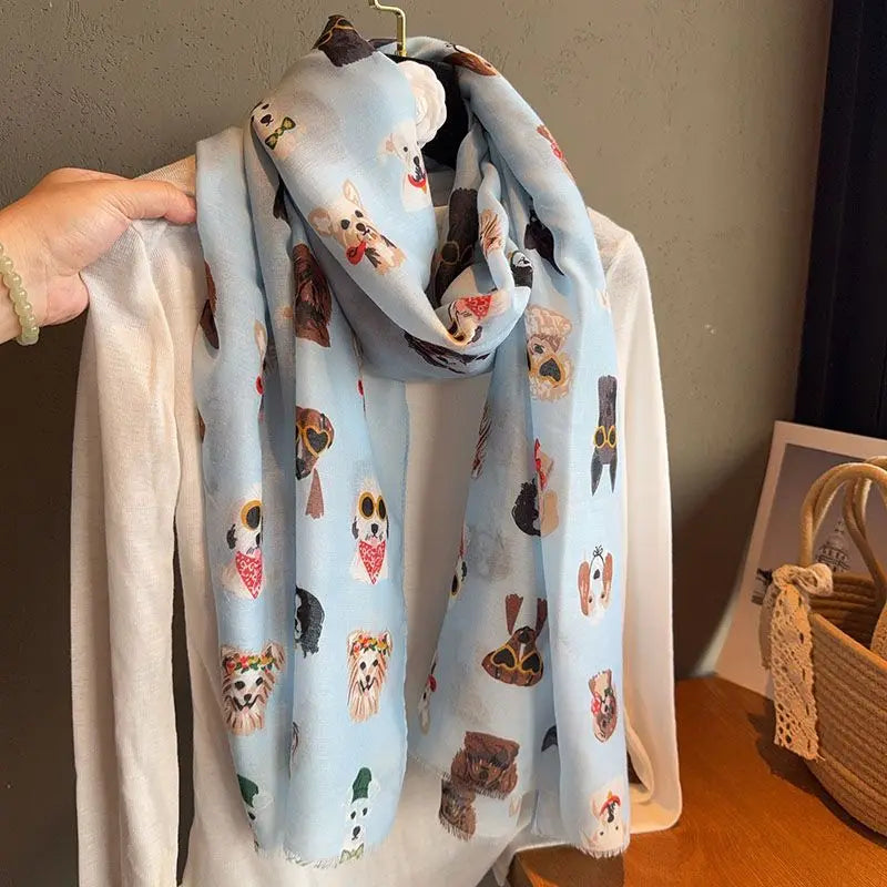 Dog Print Lightweight Scarf