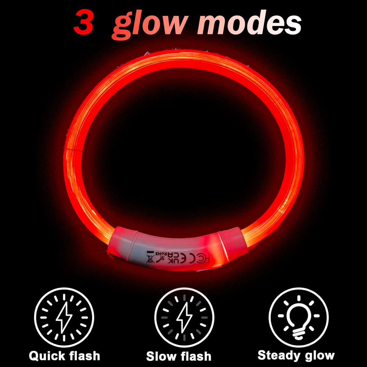 USB Rechargeable Light Up Dog Collar with LED