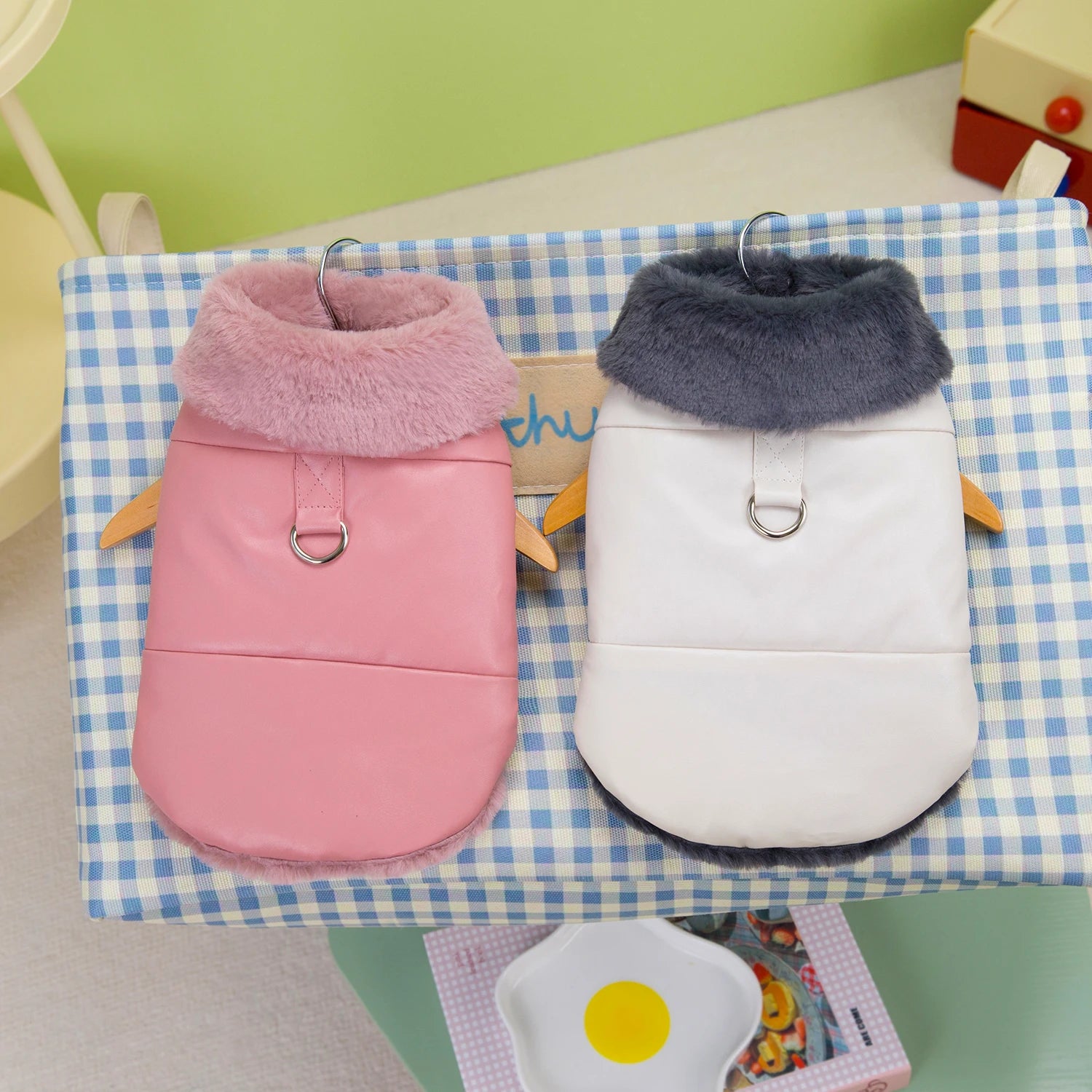 Winter Dog Jacket with Faux Fur Collar