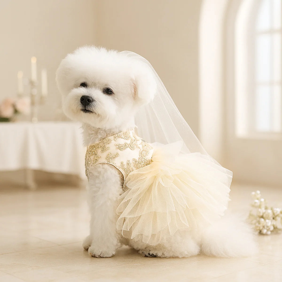 Elegant Chiffon Dress for Small Dogs