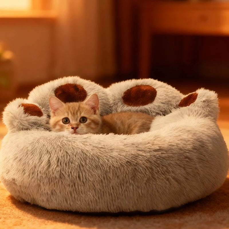 Paw-shaped Cozy Pet Bed for Small to Larger Pets