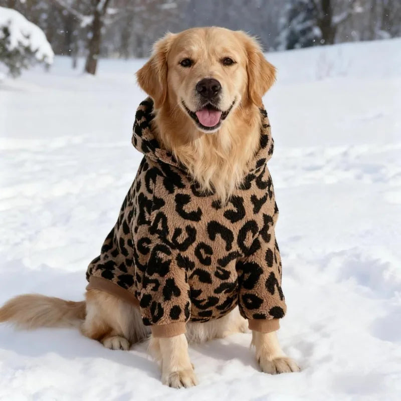 Leopard Print Fleece Dog Hoodie Raining Cats and Dogs