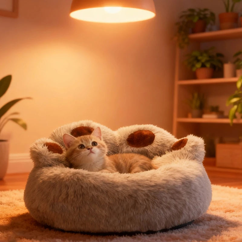 Paw-shaped Cozy Pet Bed for Small to Larger Pets
