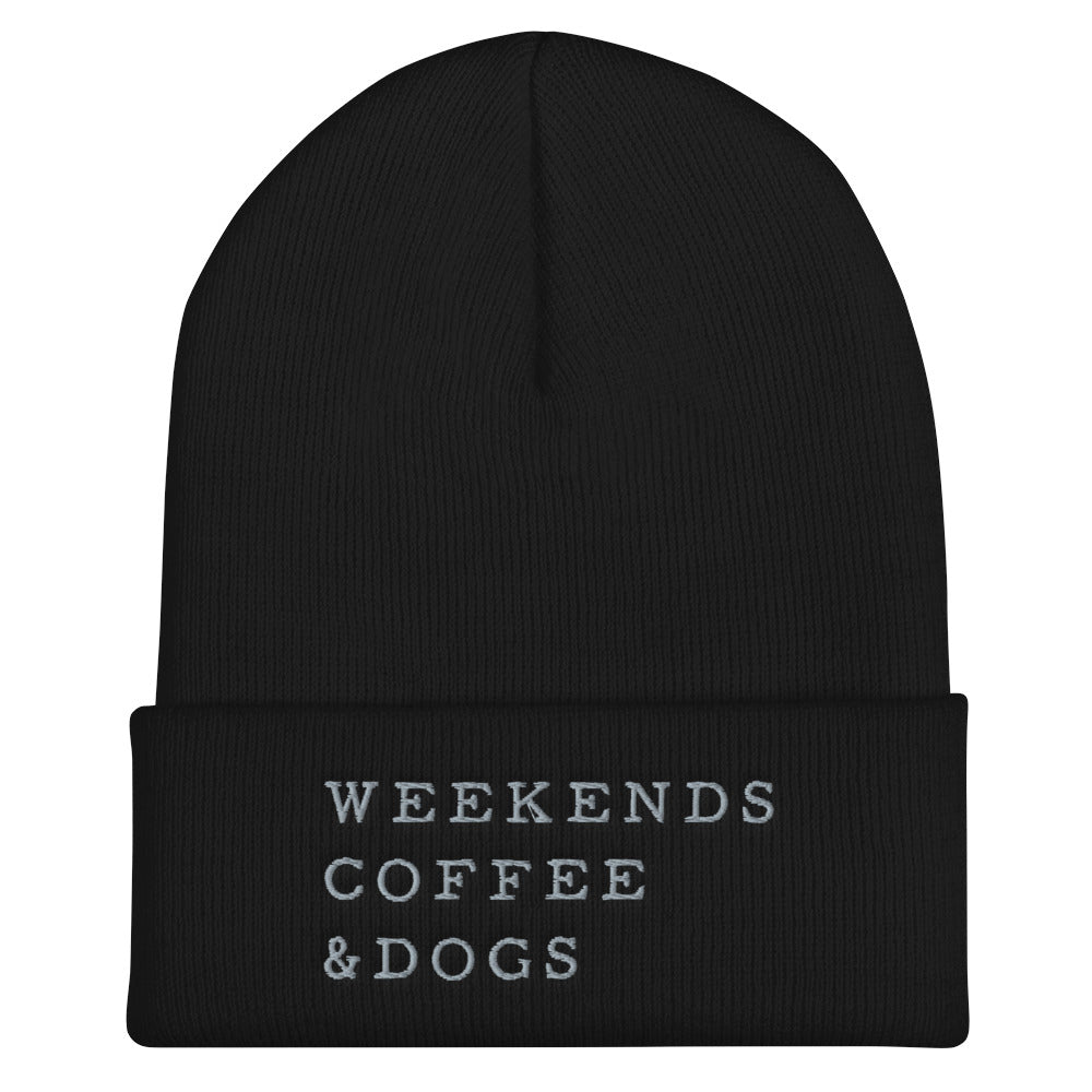 Weekends, Coffee, Dogs Cuffed Beanie-3